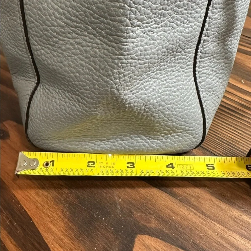 Coach Pebbled Leather Tote in Light Gray with Chain Handles